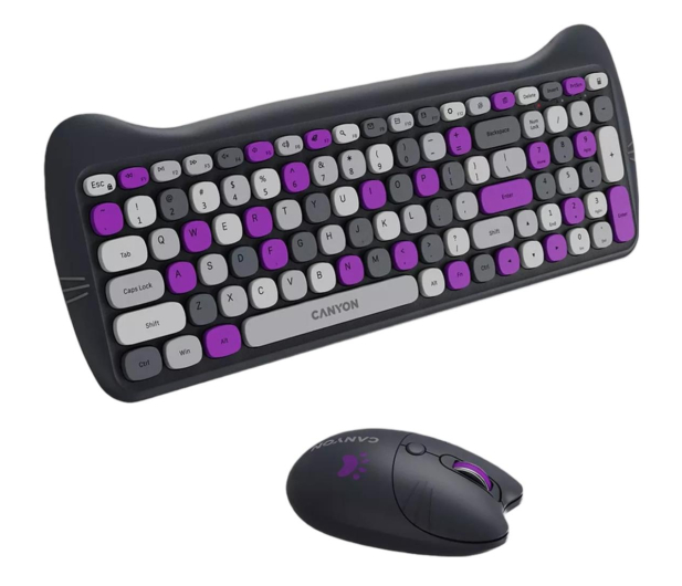 CANYON Zestaw klawiatura i mysz HSET-W6 Violet z podkładką - 1283178 - zdjęcie 4
